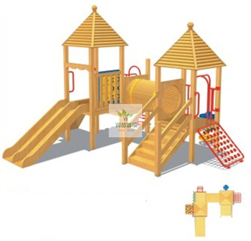 幼儿园儿童室外户外木质滑梯进口黄花梨木滑梯多功能组合游乐
