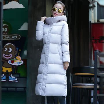 2015新款女装冬季迷彩长款修身显瘦过膝女大码加厚加长羽绒棉衣潮