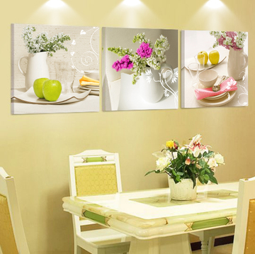 冰晶画水果餐厅装饰画现代饭厅客厅挂画背景墙画壁画无框三联画