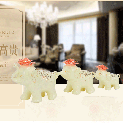 大象摆饰招财结婚礼物客厅玄关电视柜 现代欧式创意工艺陶瓷