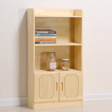 定制全实木书柜儿童书架简约现代组合带门储物置物架简易柜子松木