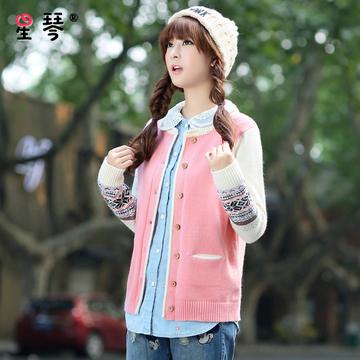 少女秋装2015新款短外套韩版修身初高中学生毛衣针织衫女开衫长袖