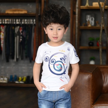 颗颗麦童装男童夏装圆领T恤韩版儿童短袖中大童夏季时尚休闲体恤
