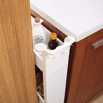 塑料夹缝架带轮子厨房角落调料整理架冰箱间隙收纳架浴室窄置物架