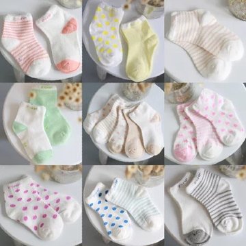 新生儿袜子 宝宝袜0-6个月 婴儿袜子全棉3双秋冬6-12个月初生儿袜