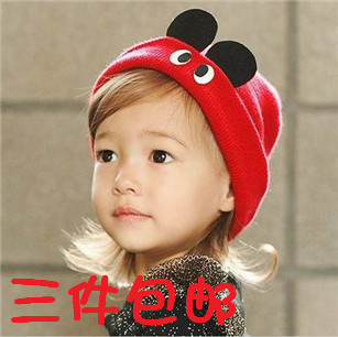 2015新款婴儿童宝宝可爱韩版针织大童睛卡通图案脖套头帽围脖秋冬