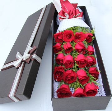 厦门鲜花店同城速递送货上门19朵红玫瑰长方形礼盒生日花束岛内外