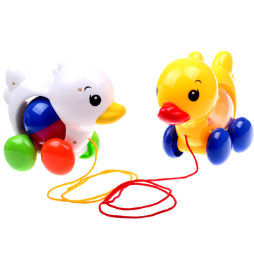 宝宝拖拉学步运动玩具 婴幼儿童益智玩具 小孩拉线鸭子QQ摇铃玩具