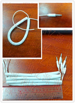 厂家直销白色2芯耳机线带ＤＣ插头线长1.6米漆包线ＰＵ材质