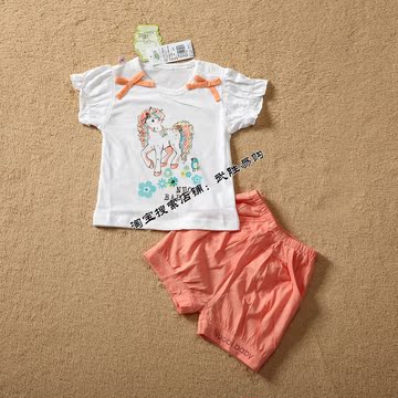 2015夏季新款热销夏装 婴儿宝宝T恤衫短裤 活泼公主套装 NB3098