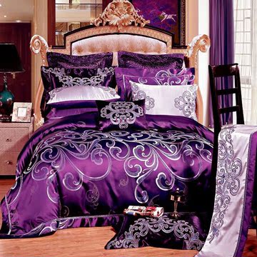 高档样板房间欧式婚庆多件套奢华紫色床上用品4/四/六/十件套