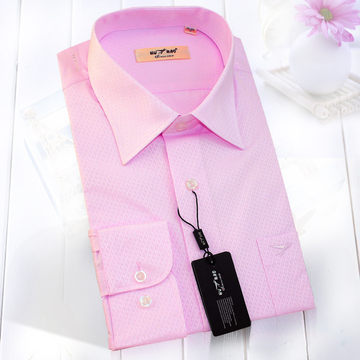 虎豹衬衫 专柜正品男士商务休闲婚礼宴会粉色白色长袖衬衣