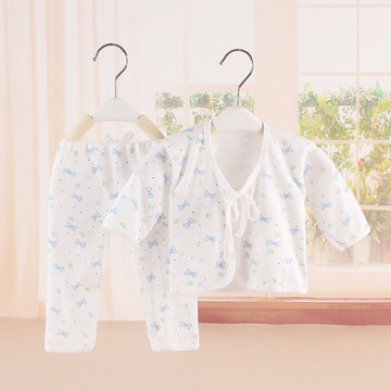 奇萌娃新生儿内衣套装批发 全棉宝宝和尚服彩棉绑带婴儿衣服0-3月