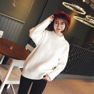 2015冬装新款韩版女装女士中长款秋季打底衫宽松显瘦套头长袖毛衣