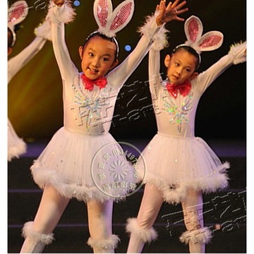 抢购价小白兔衣服儿童演出服饰卡通表演服装动物跳舞小兔子白色