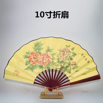 中国风 古典扇子定制 一尺绢扇 男扇 折扇 男士 创意古风扇子定做