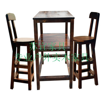 桌椅组合/户外庭院阳台休闲桌椅/ 定制实木松木桌椅组合/吧台桌椅