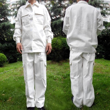 电焊工作服防火套装男帆布阻燃纯棉工作服套装劳保加厚焊工服白色