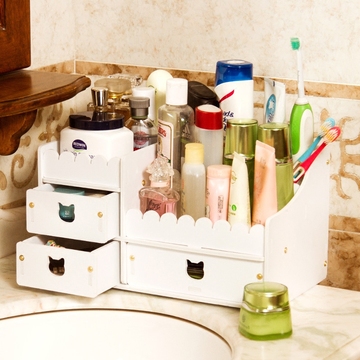 塑料浴室桌面化妆品收纳盒大号卫生间带抽屉洗梳妆台整理箱置物架