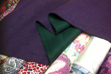 ss布艺铺 紫色&绿色双面双色羊毛顺毛羊绒呢料 冬季大衣披肩面料