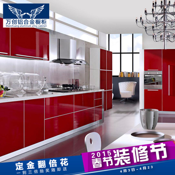 新款铝合金整体橱柜现代简约定制厨房橱柜定做厨柜防水石英石台面