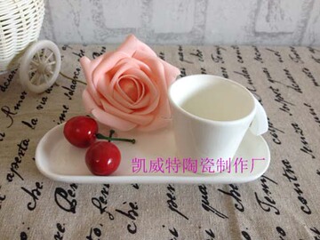 厂家直销纯白 创意奇形长方小号咖啡杯碟马克陶瓷杯牛奶