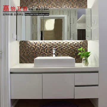 橡木浴室柜组合台上盆简约现代卫浴柜洗脸柜组合欧式田园实木镜柜