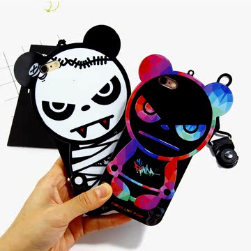 GD同款熊猫苹果6s手机壳iphone6 plus硅胶套日韩个性挂脖潮女卡通