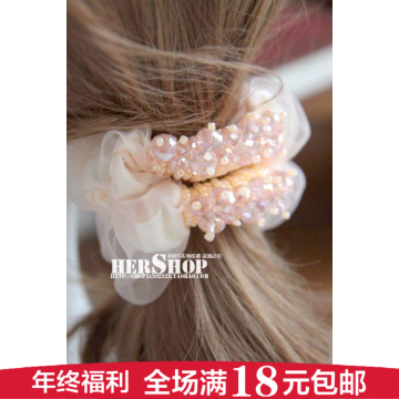 出口 日本订单 超美绢纱双水晶 发圈 头花发饰头饰 11色YS-Q015