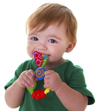 美国Nuby努比婴儿宝宝小兔子牙胶磨牙固齿器摇铃玩具