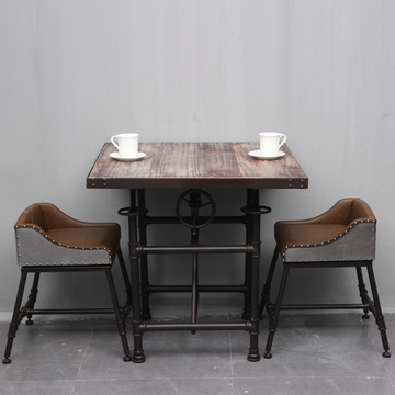工业复古美式餐桌咖啡桌茶几升降桌椅水管桌椅餐厅休闲吧桌椅组合