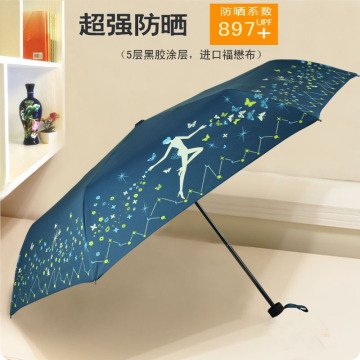 台湾彩虹屋太阳伞洋伞黑胶超强防晒防紫外线遮阳伞超轻折叠晴雨伞