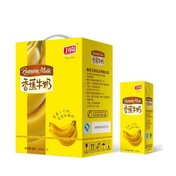 拍两箱江浙沪包邮 2015年10月产南京卫岗香蕉牛奶250ml*12 礼盒装