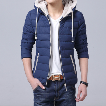 冬装新款男士加厚羽绒棉衣外套青年韩版修身男装羽绒棉服连帽外套