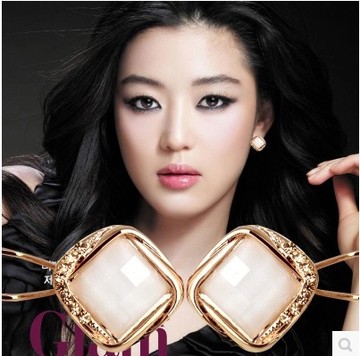 2015韩国新款时尚气质耳钉 女耳环镀金方块镶钻水晶饰品耳扣包邮