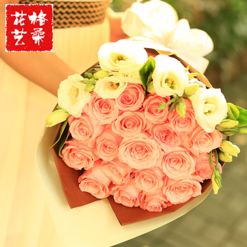 19朵红粉香槟玫瑰鲜花速递全国生日送花南宁合肥西安宁波杭州重庆