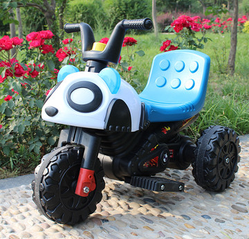 新款儿童电动车摩托车熊猫甲壳虫电动三轮玩具车童车3岁可坐男女