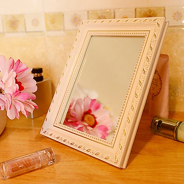 玉晶 台式梳妆镜化妆镜便携7寸折叠相框小镜子美容镜摆台画框镜子