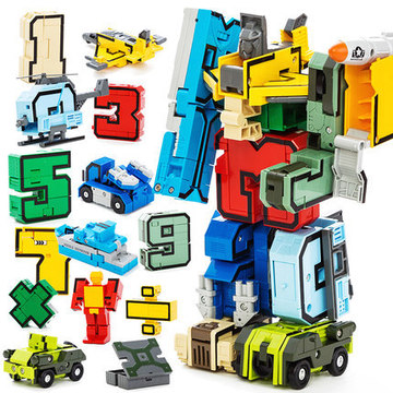 新乐新儿童益智拼装数字合体机甲战队变形金刚机器人积木玩具