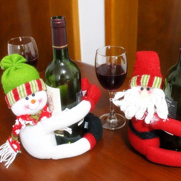 圣诞家居装饰品 圣诞老人雪人酒瓶套 大号酒瓶抱件 酒瓶装饰品