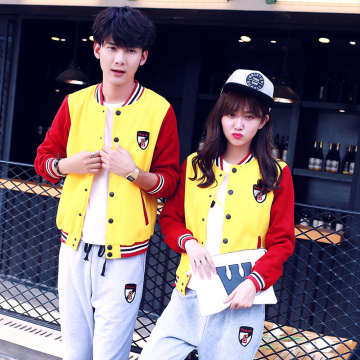 新款棒球服男韩版修身加大码卫衣外套情侣棒球衫学生班服