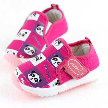熊猫王子女童帆布鞋2016春季男童休闲鞋1-2-3岁学步鞋儿童板鞋子
