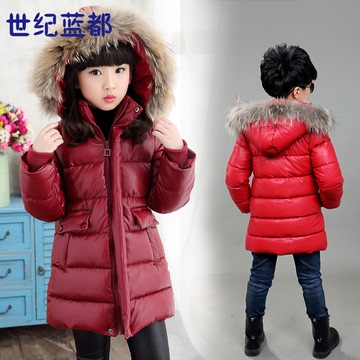 男童女童棉衣中长款加厚儿童冬装棉袄韩版中大童棉服外套PU皮棉衣
