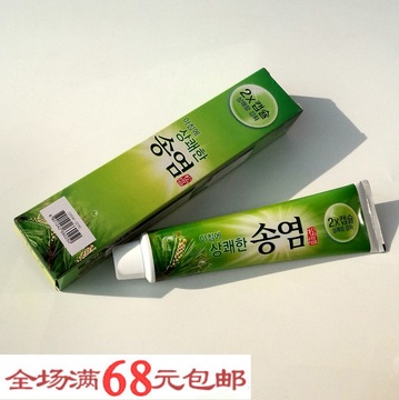 韩国原装进口爱茉莉松盐牙膏 杀菌清新口气去口臭异味 140g
