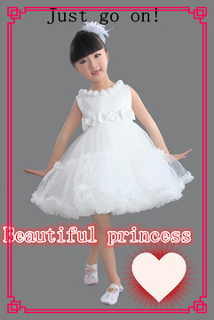 新款女童白沙蓬蓬裙六一儿童表演服装婚纱礼服舞台表演演出服饰