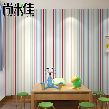 尚米佳纯纸墙纸 儿童房抽象简约条纹 卧室满贴 绿色环保壁纸 563