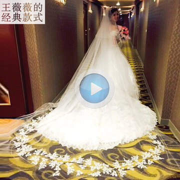 新娘头纱韩式 3米5米超长婚纱配饰 拖尾软纱新娘结婚蕾丝头纱