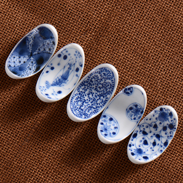 日本进口美浓烧蓝凛堂筷子架筷箸置枕筷托日式和风创意陶瓷器架子