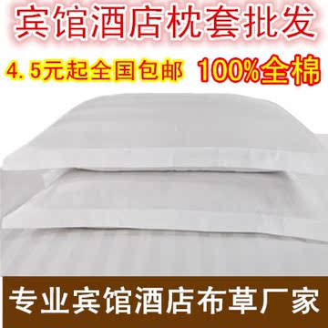 酒店宾馆床上用品批发 全棉3公分普通加密飞边枕套尺寸可订做