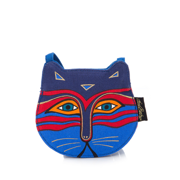 美国LaurelBurch艺术帆布包 时尚彩绘猫头斜跨包手机包4460C 新品